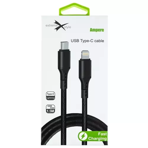 Kabel Ampre Typ C Lightning 1.5m czarny 1