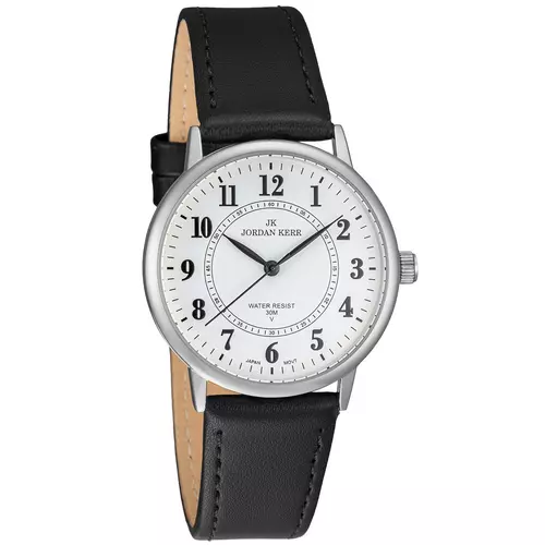 Zegarek JORDAN KERR LG005-03 IPS STANDARD pasek czarny tarcza biała 1
