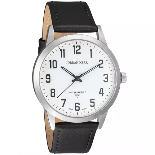 Zegarek JORDAN KERR LG008-03 IPS STANDARD pasek czarny tarcza biała 1