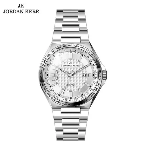 Zegarek JORDAN KERR L1067 IPS Srebrna Tarcza Niebieski Pierścień 1