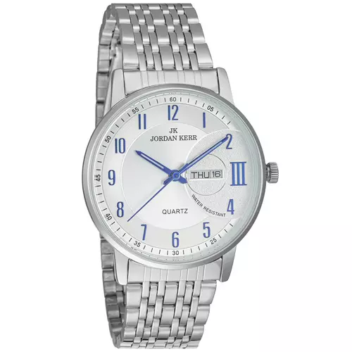 Zegarek JORDAN KERR L1069 IPS Srebrna Tarcza Niebieskie cyfry 1