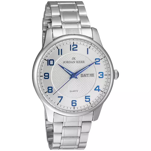 Zegarek JORDAN KERR L1078 IPS Srebrna Tarcza Niebieski cyfry 1