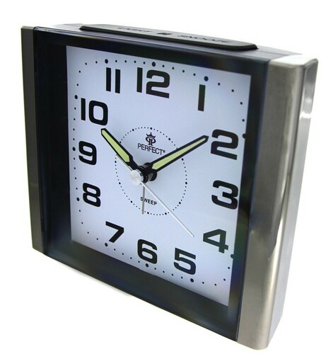 Budzik Kwarcowy Perfect SQ 858SP Czarny / Metalowa Obudowa 1