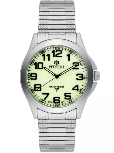 Zegarek Kwarcowy PERFECT X012-02 Silver Gumka męska TARCZA FLUORESCENCYJNA 1