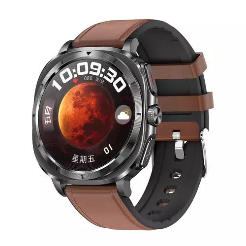 Smartwatch Hagen HB50 czarny pasek brązowy 1