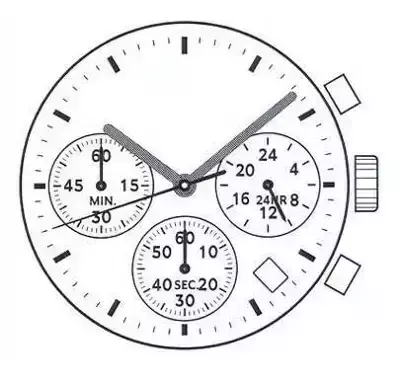 Mechanizm VD53 CHRONO DATA w zegarku 1