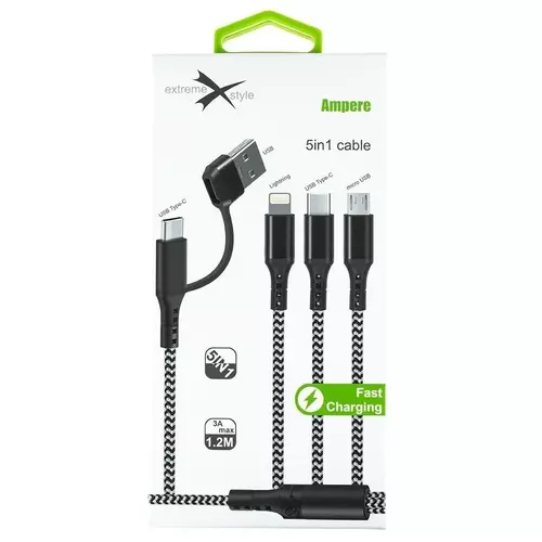 Kabel eXtremestyle Ampre 5w1 3A 120cm czarny 1