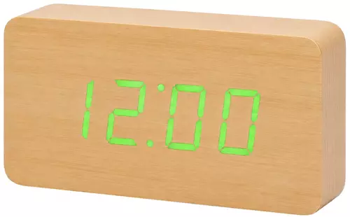 Budzik XONIX GHY-015YK jasnobrązowy z zielonym wyświetlaczem 1
