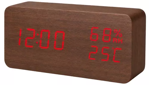 Budzik XONIX GHY-016 brązowy z czerwonym wyświetlaczem 1