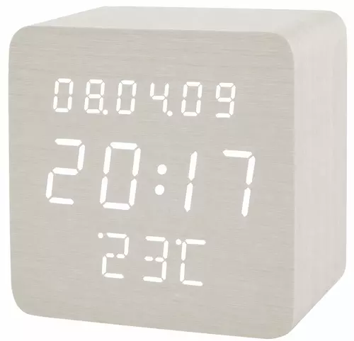 Budzik XONIX GHY-1310 biały z białym wyświetlaczem 1