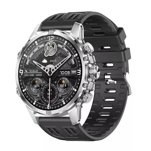 Smartwatch Hagen HB45 srebrny pasek czarny silikon 1