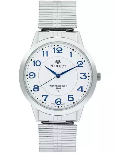 Zegarek Kwarcowy PERFECT X412-21 Silver Gumka męska TARCZA BIAŁA CYFRA BLU 1