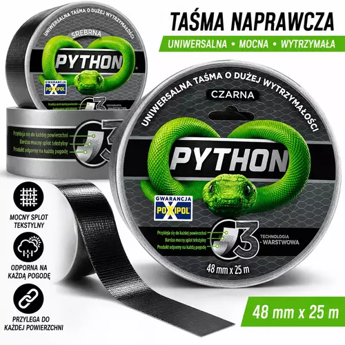 Taśma Python czarna 25m 1