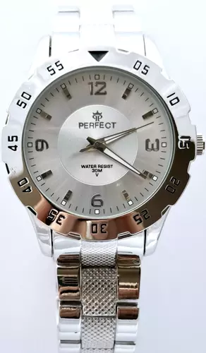 Zegarek PERFECT G410 METAL SREBRNA TARCZA 1