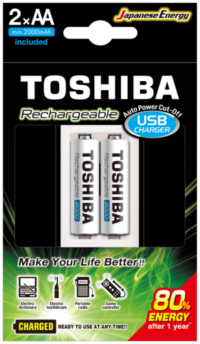 Ładowarka Toshiba + 2 akumulatorki AA 2000mAh 1
