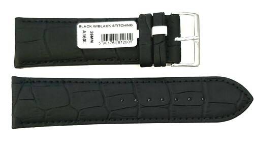 Pasek Chermond A160L CZARNY NIĆ CZARNA KLAMRA SREBRNA 26MM 1
