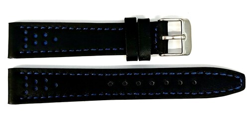 Pasek CHERMOND B019 CZARNY NIĆ NIEBIESKA  18MM 1