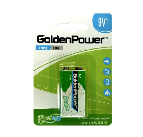 Bateria Golden Power 9V 6F22 blister B1 cynkowa LONGLIFE 1