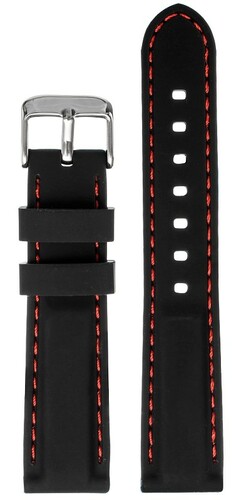 Pasek silikonowy 18mm czarny z czerwonym przeszyciem 1