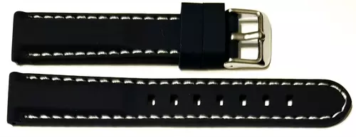 Pasek silikonowy  GRANATOWY/NIĆ BIAŁA  20mm 1