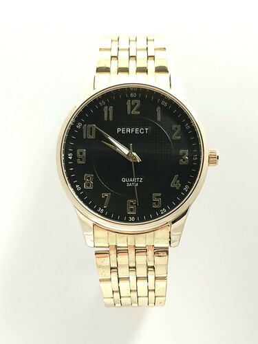 Zegarek PERFECT P202 METAL GOLD TARCZA BLACK 1