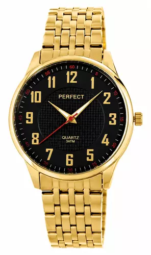 Zegarek PERFECT P202 METAL GOLD TARCZA BLACK 1
