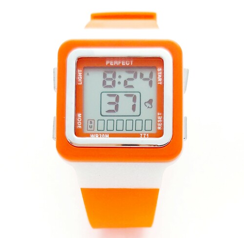 Zegarek PERFECT LCD 771 PUSZKA PASEK POMARAŃCZOWY 1