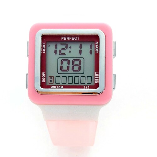Zegarek PERFECT LCD 771 PUSZKA PASEK RÓŻOWY 1