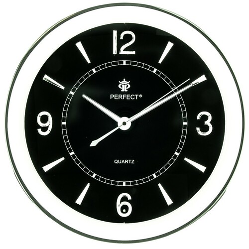 Zegar ścienny analogowy Perfect PW 164 SILVER CZARNA TARCZA Ø 35.0 1
