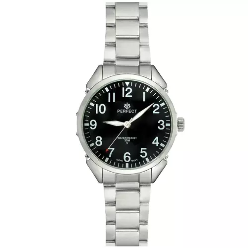 Zegarek PERFECT G138-02 METAL SILVER TARCZA CZARNA 1