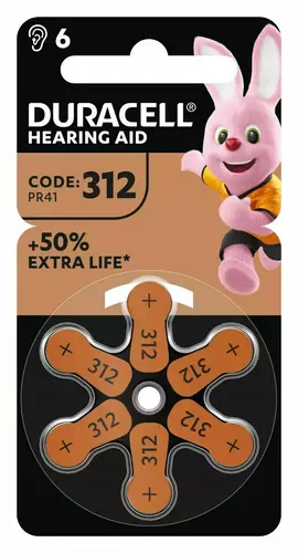 Bateria słuchowa Duracell 312 Easy Tab 1,45V - blister pak. po 6 szt. 1
