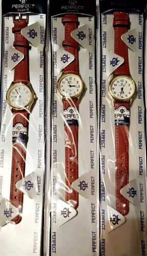 Zegarek PERFECT blister damski GOLD pasek czerwony MIX wzorów 1