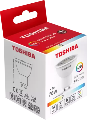 Żarówka LED TOSHIBA GU10 7W 560 lm NW 4000K/76W 1