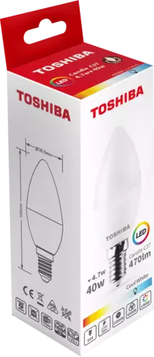 Żarówka LED TOSHIBA E14 C37 4.7W CW 6500K/40W 1