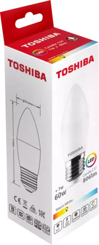 Żarówka LED TOSHIBA E27 7W 806lm WW 3000K C37/60W 1