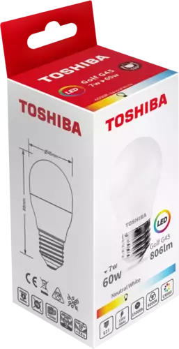 Żarówka LED TOSHIBA E27 7W 806lm NW 4000K G45/60W 1
