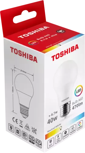 Żarówka LED TOSHIBA E27 A60 4.7W 470lm NW 4000K 40W 1