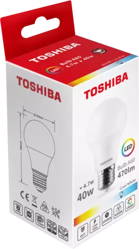 Żarówka LED TOSHIBA E27 A60 4.7W 470lm CW 6500K 40W 1