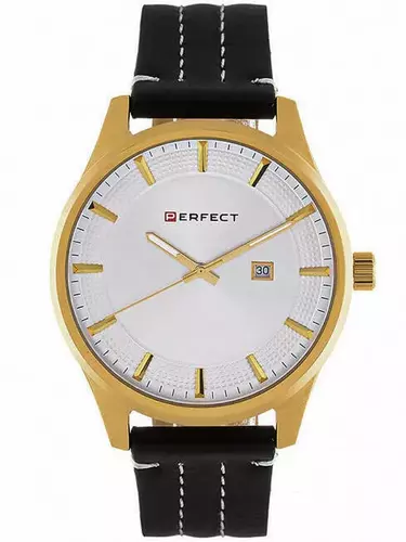 Zegarek PERFECT W105-05  GOLD PASEK CZARNY tarcza biała 1