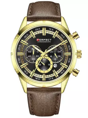 Zegarek PERFECT W507CH-05 GOLD PASEK BRĄZOWY 1